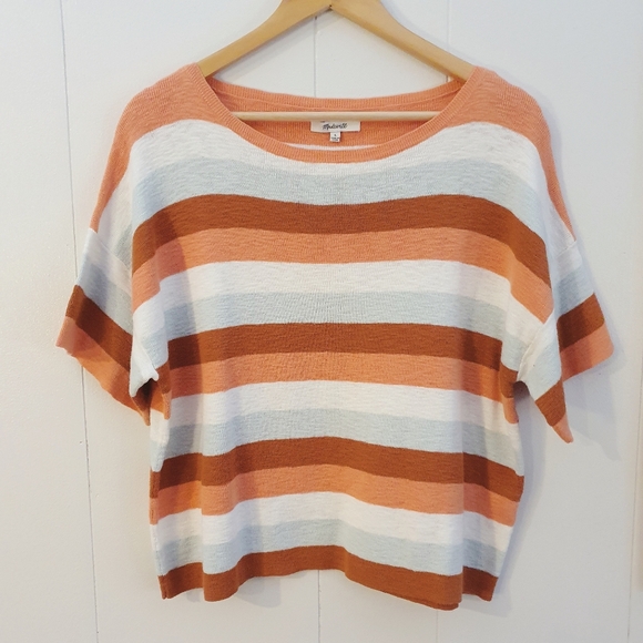 Madewell Boxy Sweater Tee | Striped | Cotton | Size L - Picture 4 of 9